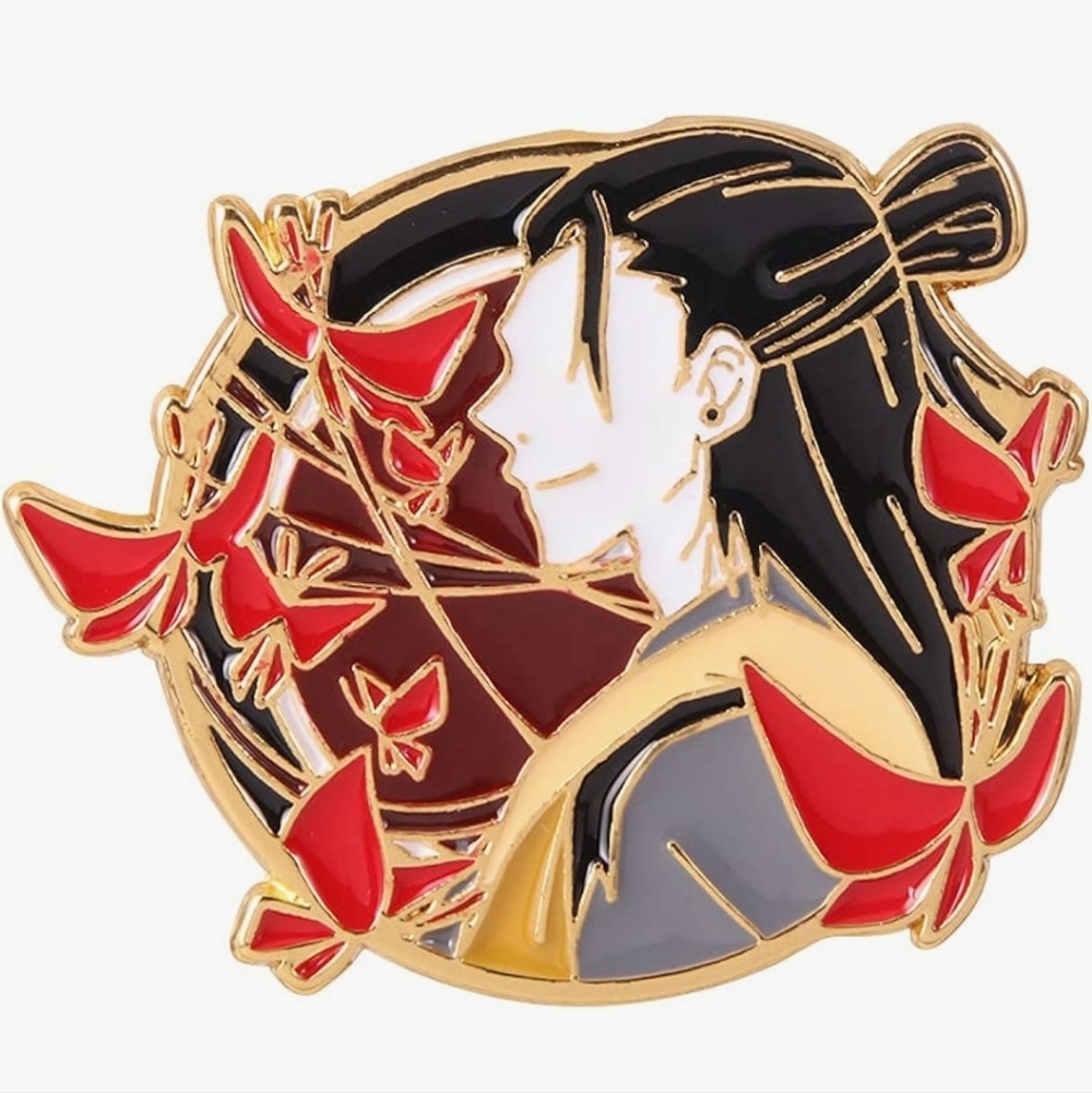 Enamel Butterfly Kimono Woman Pin - Red, Black, Gold Jiu-Jitsu Kaizen